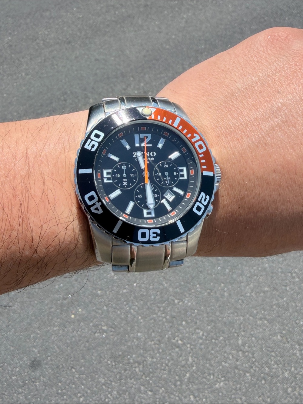 Zeno Basel 200M Chronograph Diver Quartz Watch Men’s 45mm Stainless Steel